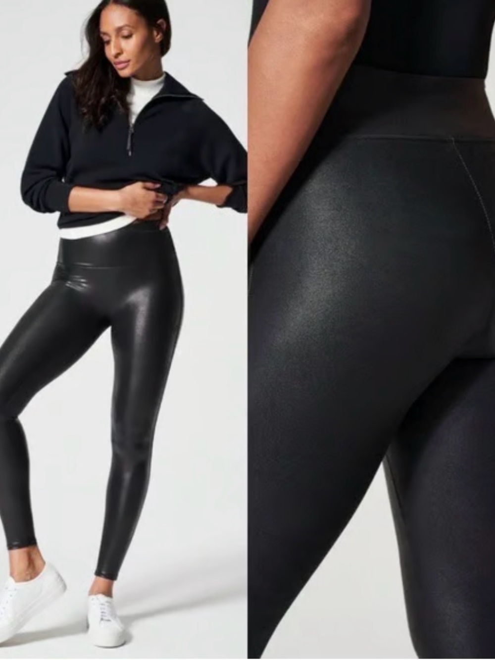 SPANXshape™ Faux Leather  BLACK FAUX LEATHER LEGGINGS, WOMENS SZ LARGE